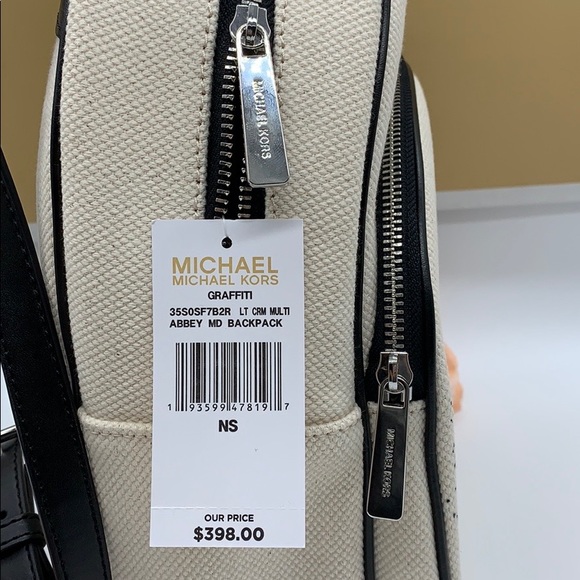 MICHAEL KORS GRAFFITI ABBEY MD BACKPACK LT CRM MUL - Picture 7 of 16